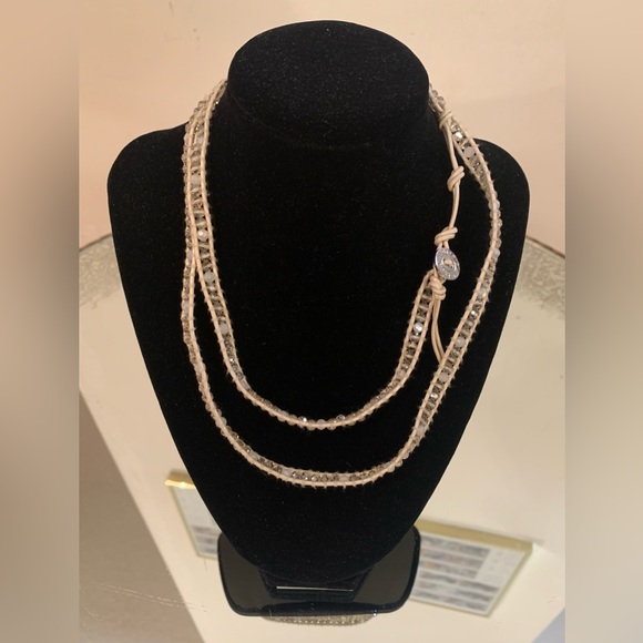 Victoria Emerson Crystal on White Ivory Leather Bracelet - Picture 4 of 5